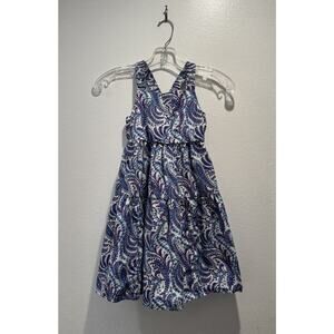 CREWCUTS Girls Size 6 Paisley Purple Blue White Print Dress Sundress 100% Cotton